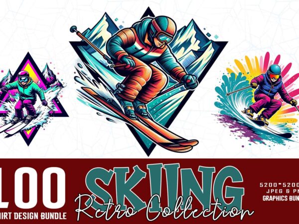 100 bestselling popular groovy winter sports skiing lover t-shirt design bundle