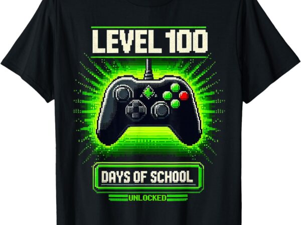 100th day of school kids video games boy gamer t-shirt