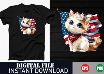 Cute Cartoon American Shorthair Cat T-Shirt, Funny Cat Lover Graphic Tee , Adorable Kitty Cat Design – Trendy T-Shirt