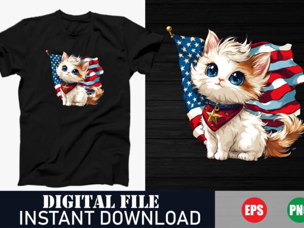 Cute cartoon american shorthair cat t-shirt, funny cat lover graphic tee , adorable kitty cat design – trendy t-shirt