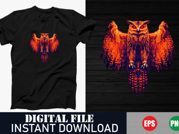 Colorful owl vector t-shirt design, vibrant owl graphic tee, cute cartoon owl t-shirt for animal lovers