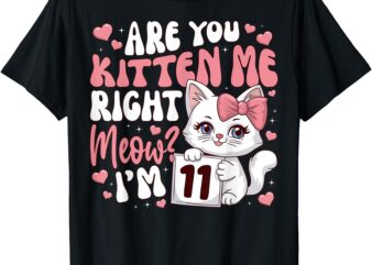 11th Birthday Tee For Girl 11yr 11 Year Old Kitten Cat T-Shirt