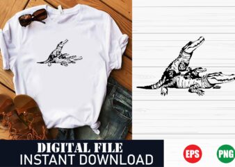 Solitary Crocodile Family Vector T-Shirt, Crocodile Family Graphic Tee, Wild Crocodile Family T-Shirt Design