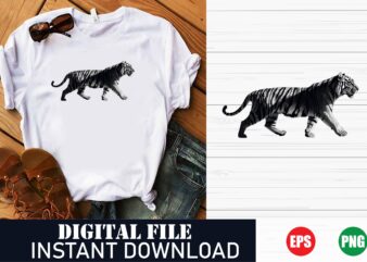 Majestic Tiger Vector T-Shirt, Fierce Tiger Graphic Tee, Wild Tiger Art Print T-Shirt, Trendy Tiger Illustration T-Shirt