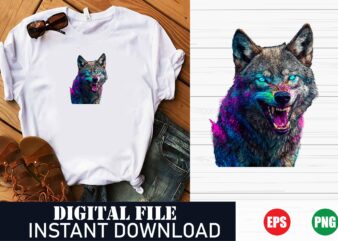 Vibrant Angry Fox Graphic Tee for Animal Lovers, Edgy Fox Face Vector Design for Bold T-Shirts, Unique Angry Fox Illustration, Colorful Fox