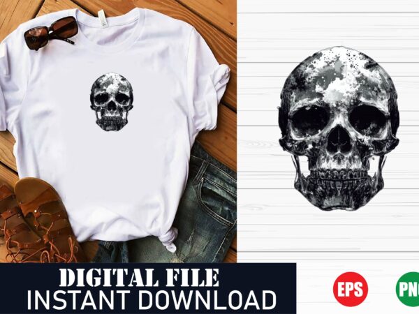 Edgy skull vector art t-shirt design for men and women, vintage skull and crossbones graphic tee , minimalist skull illustration