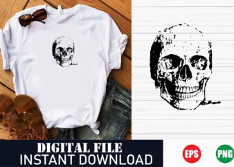 Edgy Skull Vector Art T-Shirt Design for Bold Graphic Tees, Unique Skull Illustration , Trendy Skull Graphic Tee , Minimalist Skull Vector