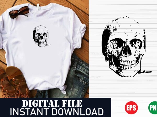 Edgy skull vector art t-shirt design for bold graphic tees, unique skull illustration , trendy skull graphic tee , minimalist skull vector