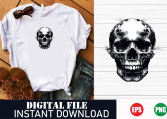 Vintage Skull Artwork Design for Exclusive T-Shirt Collections, Minimalist Skull Vector Design, Trendy Skull Graphic Tee , Unique Skull