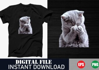 Minimalist Cat Vector Art T-Shirt Design for Cat Lovers, Cat in Space – Unique Galaxy Cat Vector, Black Cat Silhouette