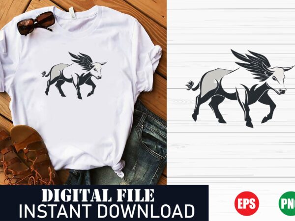 Black bull vector t-shirt design, strong black bull graphic tee, bull graphic vector, logo vector, edgy black bull design tee