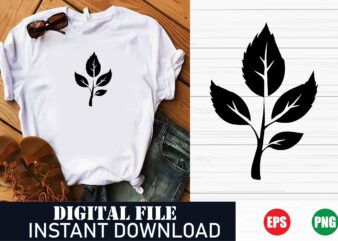 Minimalist Leaves Logo Vector T-Shirt Design – Nature-Inspired Apparel, Botanical Leaf Print T-Shirt, Tropical Leaves Vector Art