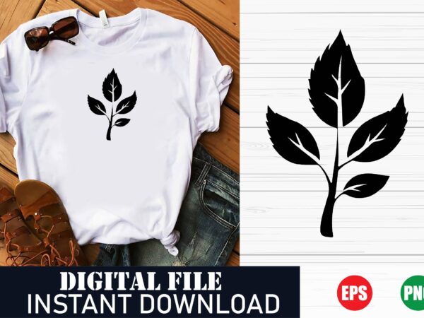 Minimalist leaves logo vector t-shirt design – nature-inspired apparel, botanical leaf print t-shirt, tropical leaves vector art