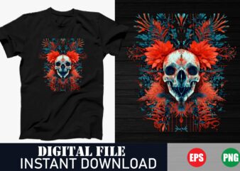 Edgy Skull Vector Art T-Shirt Design for Men and Women, Vintage Skull Graphic Tee Design, Minimalist Skull Vector T-Shirt Design