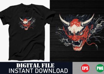 Edgy Devil Face Vector T-Shirt Design for Men and Women, Dark Gothic Devil Face T-Shirt Design , Satanic Devil Face Vector Art T-Shirt