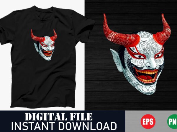 Abstract devil face t-shirt design , modern colorful devil face t-shirt, bold and colorful devil face t-shirt, vibrant devil face vector