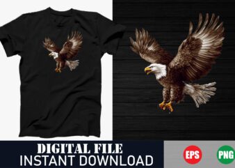 Majestic Eagle Vector T-Shirt Design, Flying Eagle Silhouette T-Shirt Design – Minimalist Wildlife Art, American Eagle Patriotic T-Shirt