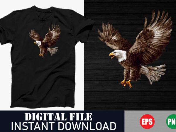 Majestic eagle vector t-shirt design, flying eagle silhouette t-shirt design – minimalist wildlife art, american eagle patriotic t-shirt