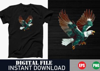 Majestic Eagle Patriotic Vector T-Shirt Design, Fierce Eagle Silhouette Graphic Tee, Vintage Eagle American Flag T-Shirt, Minimalist Flying