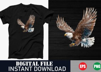 Tribal Eagle Bold Graphic T-Shirt Design, Minimalist Flying Eagle Vector, Vintage Eagle American Flag T-Shirt