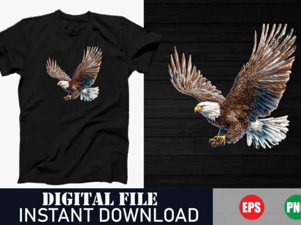 Tribal eagle bold graphic t-shirt design, minimalist flying eagle vector, vintage eagle american flag t-shirt