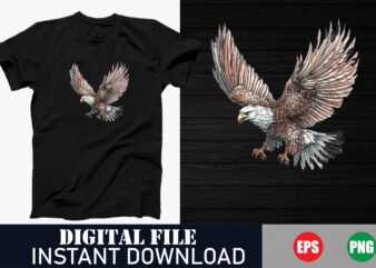 Majestic Eagle Patriotic Vector T-Shirt Design, American Eagle Flag Graphic T-Shirt , Fierce Eagle Tribal Vector Art T-Shirt, Vintage Eagle