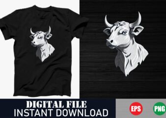 Bull Vector T-Shirt, Vintage Bull Graphic Tee, Strong Bull Illustration T-Shirt, Wild Bull Silhouette Tee