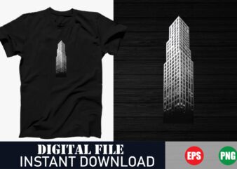 Minimalist Cityscape Building Vector T-Shirt Design, Abstract Urban Skyline Architecture T-Shirt, Geometric Building Outline Vector Art