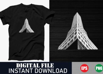 Abstract Urban Skyline Architecture T-Shirt , Minimalist Cityscape Building Vector T-Shirt, Modern Skyscraper Cityscape T-Shirt