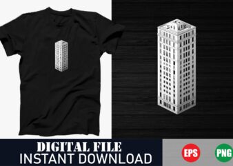 Minimalist City Skyline Building Vector , Geometric Cityscape Building Art T-Shirt, Modern Skyscraper Silhouette Vector T-Shirt