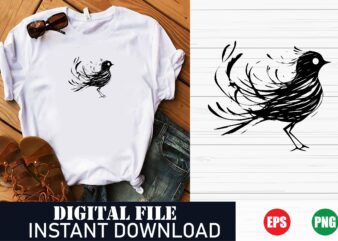 Cool Bird Illustrations for T-Shirt Printing, Bird Vector Art for T-Shirts, Bird Vector T-Shirt Design, Vector Bird Graphics for t-shirt