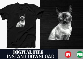 Cute Siamese Cat T-Shirt, Adorable Siamese Kitten Tee, Siamese Cat Lover Gift Shirt, Funny Siamese Cat Cartoon T-Shirt