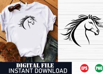 Equestrian Horse Vector T-Shirt Design, Majestic Horse Vector Art for Apparel, Horse Racing Inspired T-Shirt Graphics, Wild Horse Vector