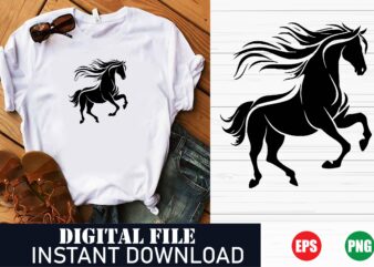 Horse Power T-Shirt Design, Horse Crazy T-Shirt Design, Horse Lover T-Shirt Design, Wild Horse T-Shirt Design, Horse Spirit T-Shirt Design