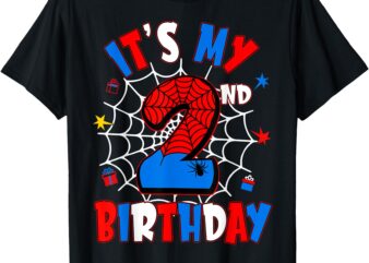 2 Years Old Kids It’s My 2nd Birthday Spider Theme Party T-Shirt