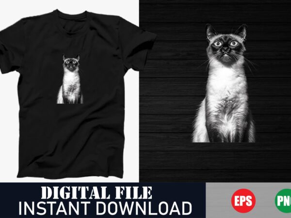 Adorable siamese cat t-shirt, cute siamese kitten tee, playful siamese cat graphic tee, siamese cat lover t-shirt