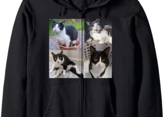 2025 Tuxedo cat Sweater 1 Zip Hoodie