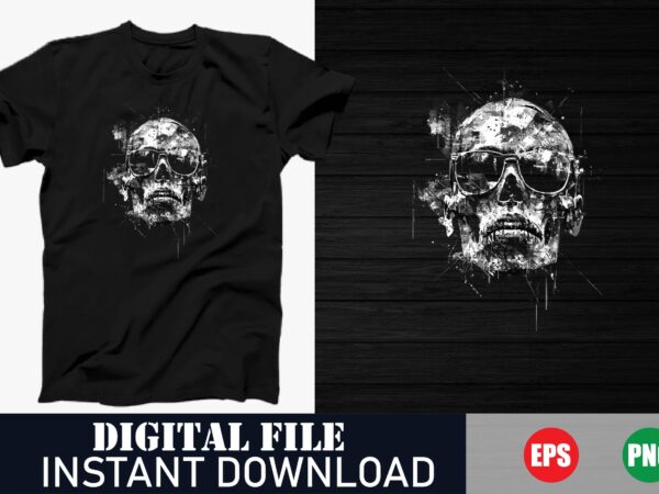 Skull illustration vector t-shirt design, edgy skull graphic tee, vintage skull design, gothic skull art – vector graphic tee