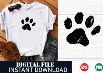 Minimalist Paw Print Vector T-Shirt Design for Pet Lovers, Cute Animal Paw Print T-Shirt Design, Trendy Paw Vector Art T-Shirt