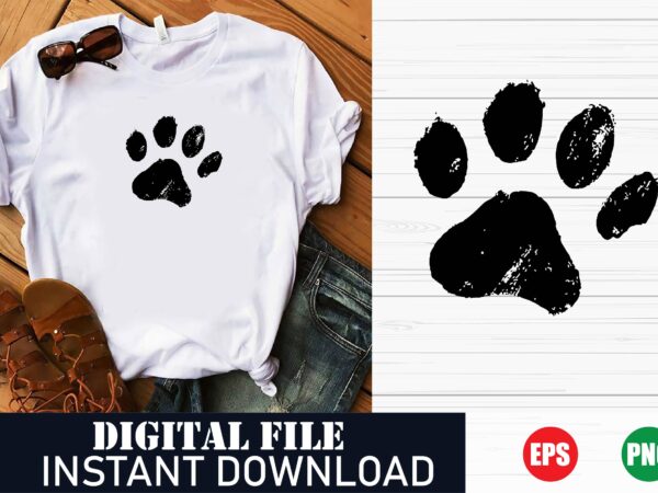 Minimalist paw print vector t-shirt design for pet lovers, cute animal paw print t-shirt design, trendy paw vector art t-shirt