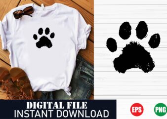 Minimalist Paw Print Vector T-Shirt Design for Pet Lovers, Cute Dog and Cat Paw Print T-Shirt Design, Stylish Paw Vector Art T-Shirt