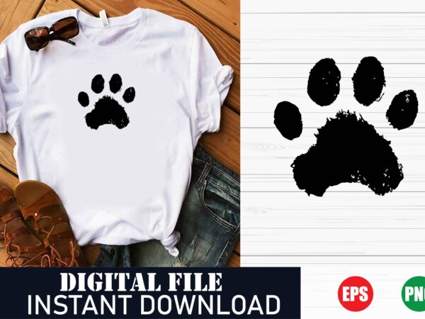 Minimalist paw print vector t-shirt design for pet lovers, cute dog and cat paw print t-shirt design, stylish paw vector art t-shirt