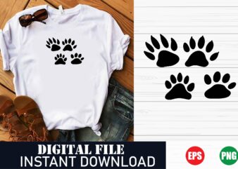 Minimalist Paw Print Vector T-Shirt Design for Pet Lovers, Cute Dog and Cat Paw Print T-Shirt , Trendy Paw and Heart Vector Art T-Shirt