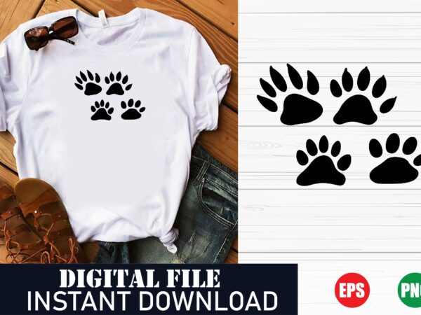 Minimalist paw print vector t-shirt design for pet lovers, cute dog and cat paw print t-shirt , trendy paw and heart vector art t-shirt