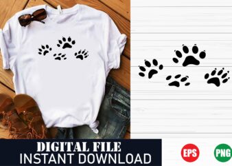 Minimalist Paw Print Vector T-Shirt Design for Pet Lovers, Cute Dog and Cat Paw Art T-Shirt Design, Trendy Abstract Paw Print Graphic