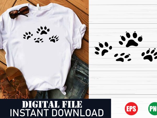 Minimalist paw print vector t-shirt design for pet lovers, cute dog and cat paw art t-shirt design, trendy abstract paw print graphic