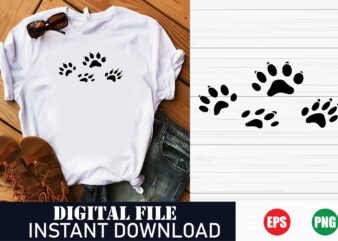 Custom Paw Illustration T-Shirt Design for Animal Lovers, Trendy Paw Print Graphic T-Shirt , Stylish Paw Vector Art T-Shirt