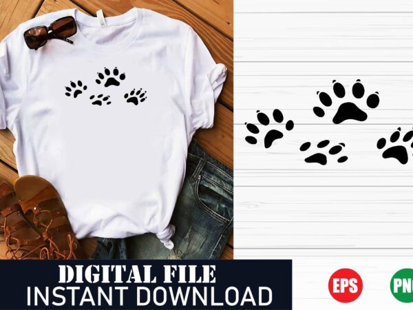 Custom paw illustration t-shirt design for animal lovers, trendy paw print graphic t-shirt , stylish paw vector art t-shirt