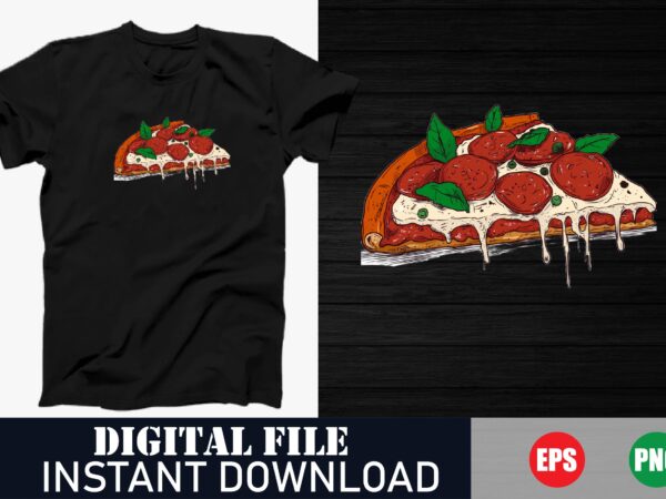 Pizza lover vector art t-shirt design – fun & trendy foodie tee, slice of happiness pizza graphic t-shirt, retro pizza chef vector t-shirt