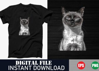 Funny Cat Portrait T-Shirt, Cute Cat Vector T-Shirt, Minimalist Cat Line Art Tee, Adorable Kitten Vector Design, cat vector design